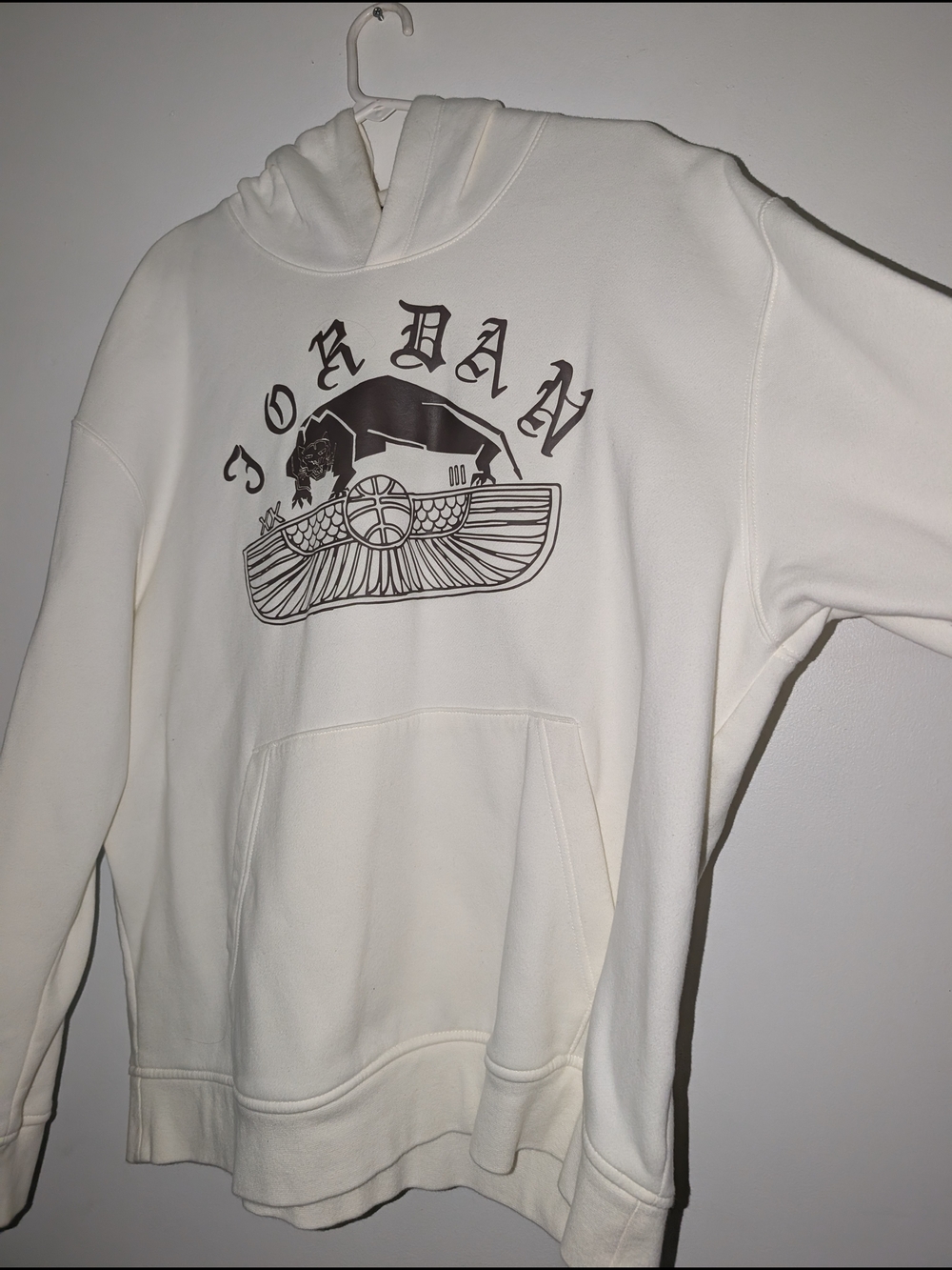 Jordan Cream Hoodie with Brown Graphic Logo